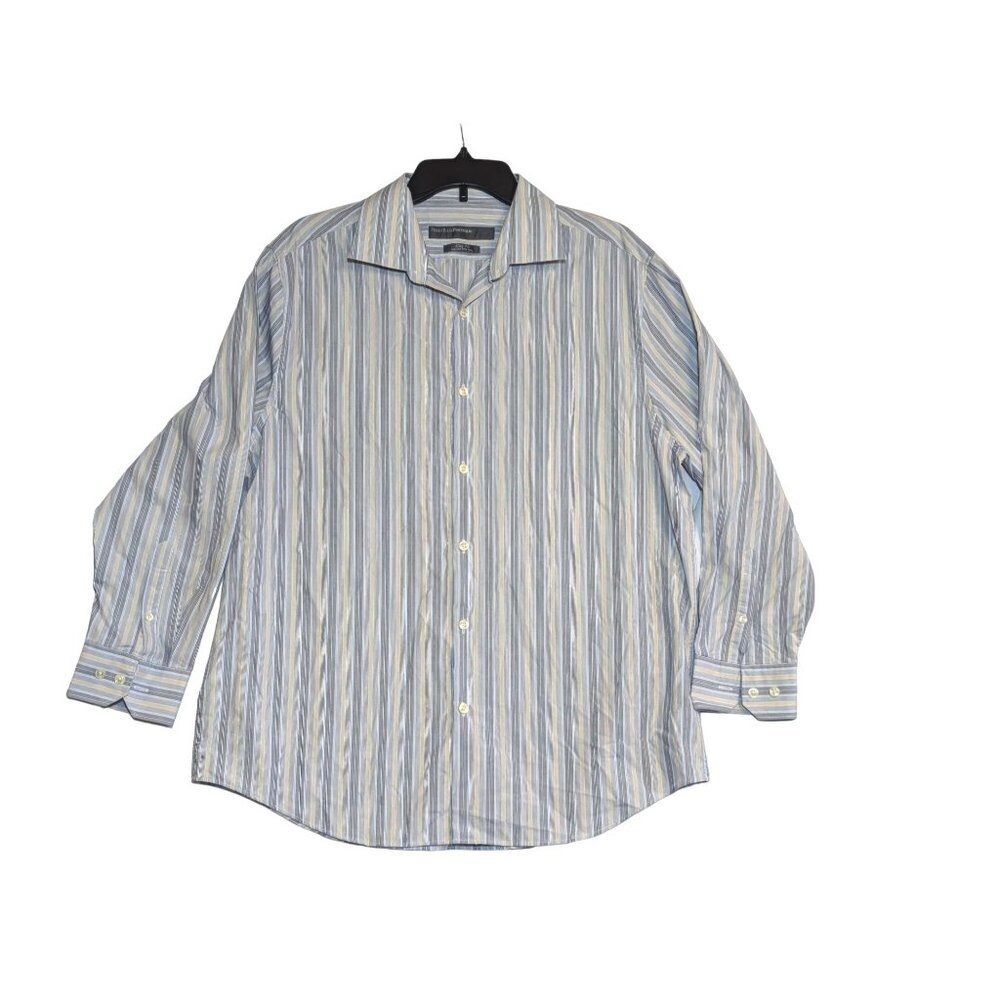 Perry Ellis Portfolio Mens Striped Button-Down Shirt L 16 1/2 32/33 City Fit Eas